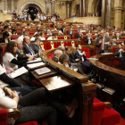 Imatge d'arxiu de l'hemicicle del Parlament en un moment de la intervenció del president de la Generalitat, Quim Torra.
