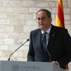 El presidente de la Generalitat, Quim Torra, durante la declaración institucional del 19 de diciembre del 2019 después de la sentencia del TSJC.
