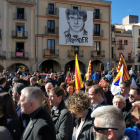 La Plaza de la Villa con una pancarta de Puigdemont este sábado.