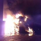 Imagen del incendio en Griñó Ecológico en Constantí.