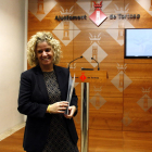 Pla americà de l'alcaldessa de Tortosa, Meritxell Roigé, a la sala de premsa de l'Ajuntament.