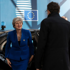 La primera ministra británica, Theresa May, a su llegada a la cumbre europea extraordinaria del Brexit, en Bruselas.