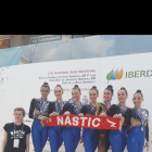 Las gimnastas del Nàstic en el podio de la Copa de la Reina.