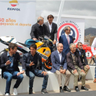 Una imagen de la presentación de la exposición con varios pilotos de la marca.