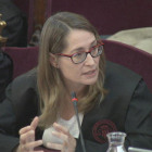 Marina Roig, abogada de Jordi Cuixart, durante la presentación de su informe final.