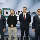 Els quatre candidats a president del govern espanyol el 28-A abans de començar el debat a Atresmedia.