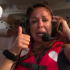 Isabel Pantoja, just abans de saltar de l'helicòpter.