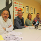 De izquierda en derecha, Manel Güell, Vicente Moya, Cristina Torre y Francesc Montoro, responsables sindicales de CCOO.