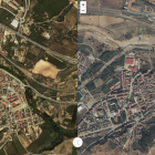 Imatge comparativa de l'Espluga de Francolí abans i després dels aiguats