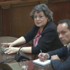 L'eurodiputada portuguesa Ana Gomes, acompanyada de traductor, durant la seva declaració com a testimoni al Tribunal Suprem.