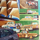 El mural de tessel·les que Santiago Padrós va realitzar per al local de l'edifici Zodíac.