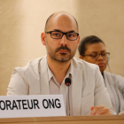 El director de UNESCOCAT, Gerard Segú, durante su intervención en el plenario Consejo de Derechos Humanos de la ONU.