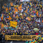 Imatge aèria de la capçalera de la manifestació de Brussel·les del 7 de desembre del 2017.