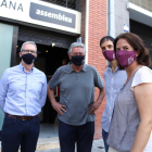 Plano medio de los dirigentes de la ANC Elisenda Paluzie, David Fernández, Adrià Alsina y Jordi Ollé