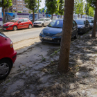 La brutícia s'acumula a les voreres i entre els cotxes aparcats al carrer de Manuel de Falla.