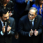 El presidente de la Generalitat, Quim Torra, y el presidente del Parlamento, Roger Torrent.