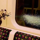 Una de les rates de Banksy abans de ser eliminades per un netejador del metro de Londres.