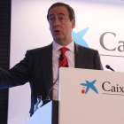 El conseller delegat de CaixaBank, Gonzalo Gortázar, durant la roda de premsa de presentació de resultats del banc del 2019