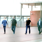 Jordi Cuixart, Raül Romeva, Oriol Junqueras i Jordi Turull en el moment de la sortida de la presó de Lledoners.