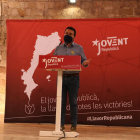 El vicepresident del Govern, Pere Aragonès, durant la seva intervenció en l'acte polític del Jovent Republicà celebrat a Montblanc