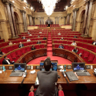 L'hemicicle del Parlament durant el ple del 21 de maig del 2020 a la tarda.