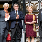 La presidenta del BCE, Christine Lagarde, la presidenta de la CE, Ursula Von der Leyen, el president del Consell Europeu, Charles Michel, i el president del Parlament Europeu, David Sassoli