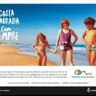 Imatge promocional de la Costa Daurada, amb una mare i dos nens a la platja, d'estil 'vintage', amb l'eslògan «Com sempre».