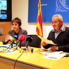 El delegado del Gobierno en las Terres de l'Ebre, Xavier Pallarès, junto con la secretaria de Hacienda, Marta Espasa.