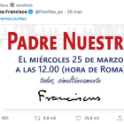 Un tuit del Papa que ha retuitat el CF Reus.