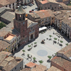 Plaza mayor de Prades desde una vista aérea.