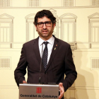 El conseller de Políticas Digitales y Administración Pública, Jordi Puigneró, en la rueda de prensa para explicar las novedades del MWC a causa del coronavirus.