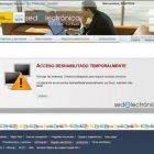 Captura de pantalla de la pàgina web del SEPE, temporalment fora de servei