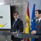 El ministre de Sanitat, Salvador Illa, i el ministre de Consum, Alberto Garzón, en una roda de premsa a Moncloa.