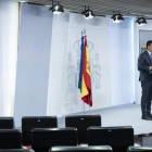 El president del govern espanyol, Pedro Sánchez, durant la compareixença després de la reunió amb els presidents de les comunitats