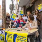 Representantes de las TEEI en Tarragona durante la rueda de prensa de ayer en Tarragona.