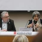 El secretari de Salut Pública, Joan Guix, i la doctora Assumpta Ricard, donen detalls del primer cas de coronavirus a Catalunya.