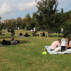 Diversos grups de persones fent pícnics al parc de la Ciutadella de Barcelona