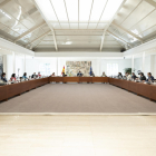 La reunión extraordinaria del Consejo de Ministros en Moncloa encabezada por el presidente del gobierno español, Pedro Sánchez.
