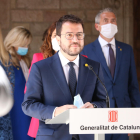 El presidente Aragonès después del primer Consel Executiu del nuevo Govern de la Generalitat.