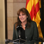 La presidenta del Parlamento, Laura Borràs, durante una entrevista con
