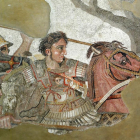 Mosàic que representa la figura del conquistador con su caballo.
