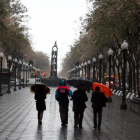Imatge d'arxiu de la Rambla Nova de Tarragona un dia de pluja