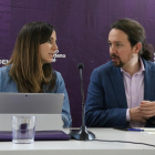 Ione Belarra con Pablo Iglesias en el Consejo Ciudadano Estatal.