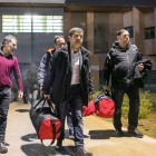Jordi Cuixart, Josep Rull, Jordi Sànchez i Oriol Junqueras sortint de la presó de Lledoners.