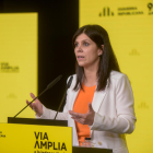 La portavoz de ERC, Marta Vilalta, en rueda de prensa en la sede del partido.