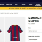Captura de pantalla de la botiga del Barça on es pot veure la samarreta de Depay.