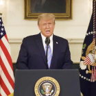 El presidente de los Estados Unidos, Donald Trump, pronuncia un discurso, un día después del asalto al Capitolio.