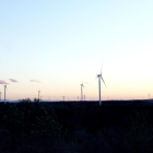 Pla general dels aerogeneradors en funcionament als parcs eòlics de Vilalba dels Arcs, a la Terra Alta.