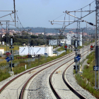 L'intercanviador d'ample ferroviari de la Boella, al Tarragonès, dins el projecte del corredor mediterrani, vist des de la cabina d'un tren.