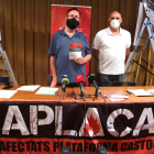 El portavoz y el abogado de Aplaca -afectados por|para la plataforma Castor-, Joan Ferrando y Raül Rovira.